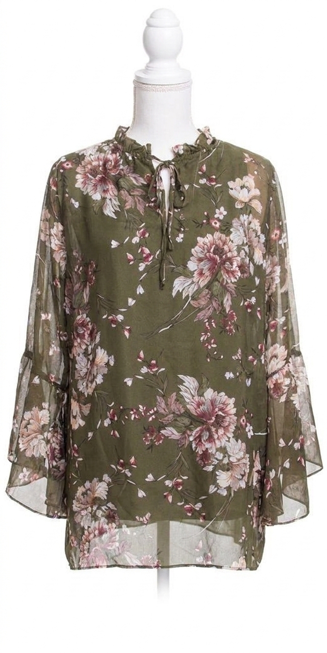 NEW GIGI MODA bailey silk blouse in olive